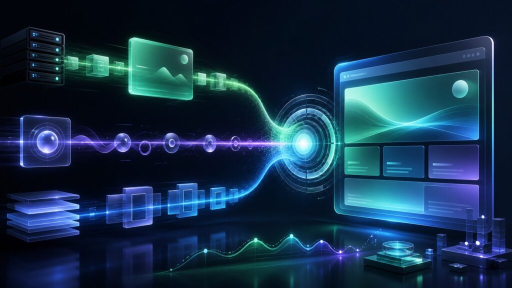 Tre flussi di prestazioni WordPress convergono in una pagina veloce, reattiva e stabile
