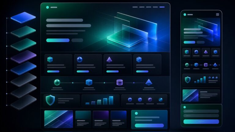 Architettura modulare di una homepage aziendale coerente su desktop e mobile