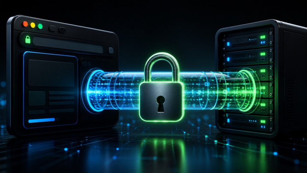 Connessione HTTPS protetta tra browser e server