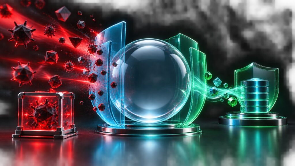 Minacce malware bloccate da livelli di protezione e backup